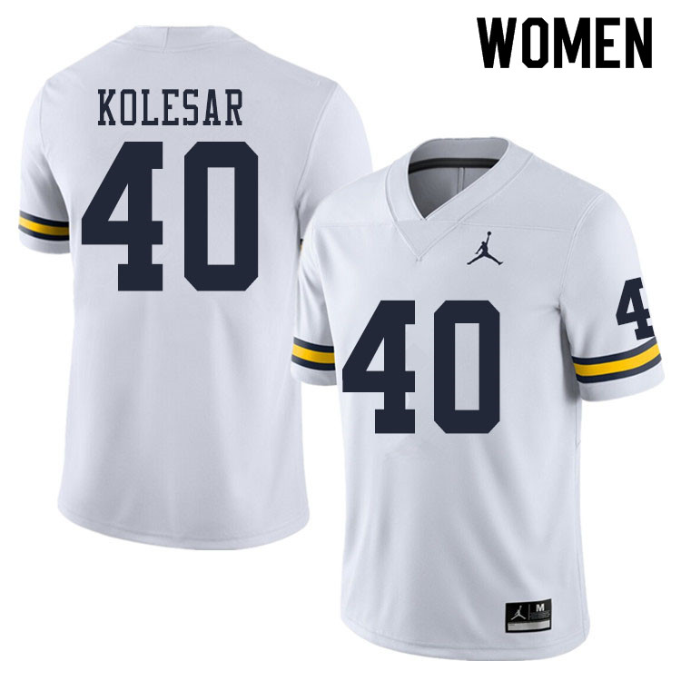 Women #40 Caden Kolesar Michigan Wolverines College Football Jerseys Sale-White